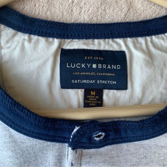 Lucky Brand Saturday Stretch Raglan Henley Size M - Picture 3 of 7